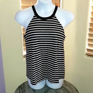 Old Navy Razor back style tank size L NWT black and white stripe